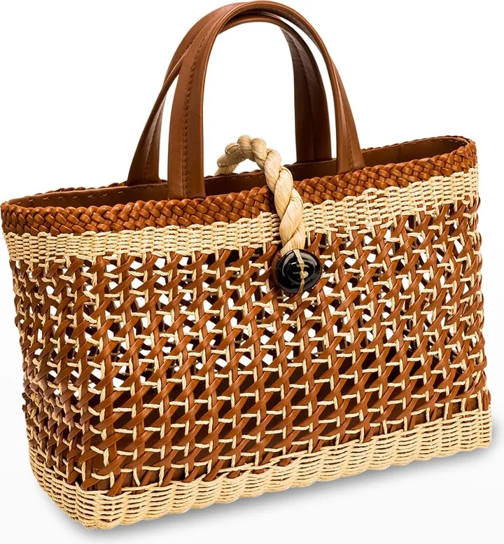 Delphine Large Woven Shopping Tote Bag