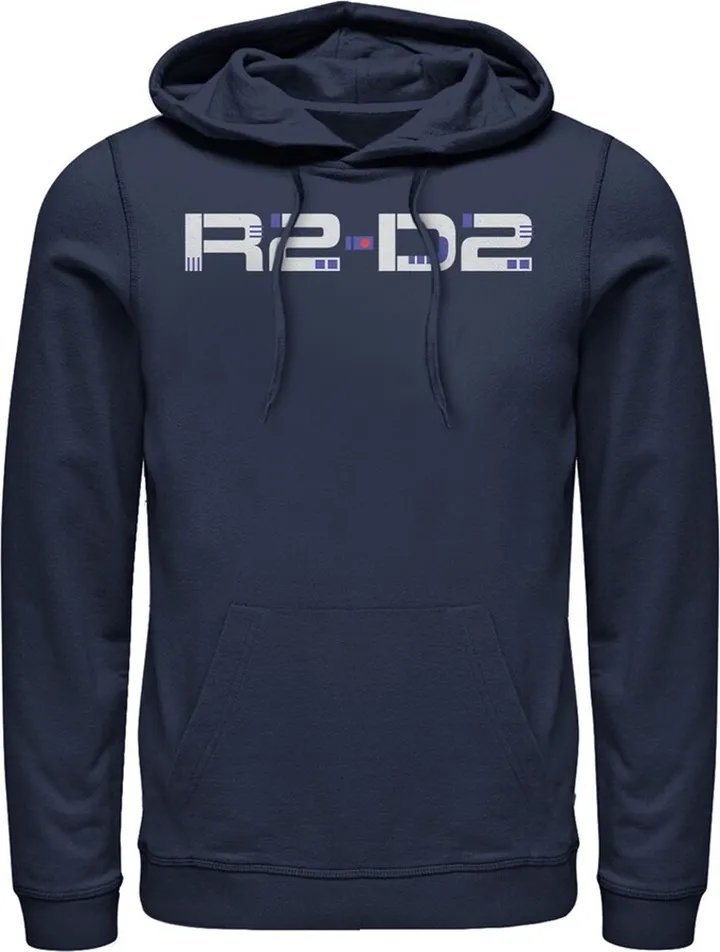 Men's Star Wars: The Rise of Skywalker R2-D2 Text Pull Over Hoodie - Navy Blue - X Large