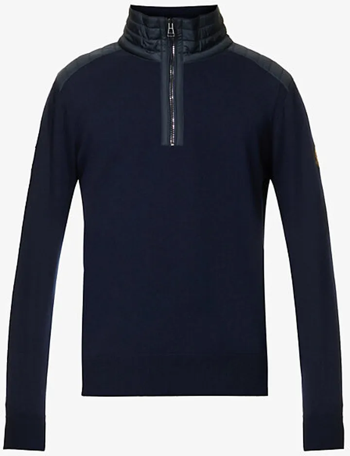 ens Dark Ink Kilmington Zip-neck Wool-knit Jumper