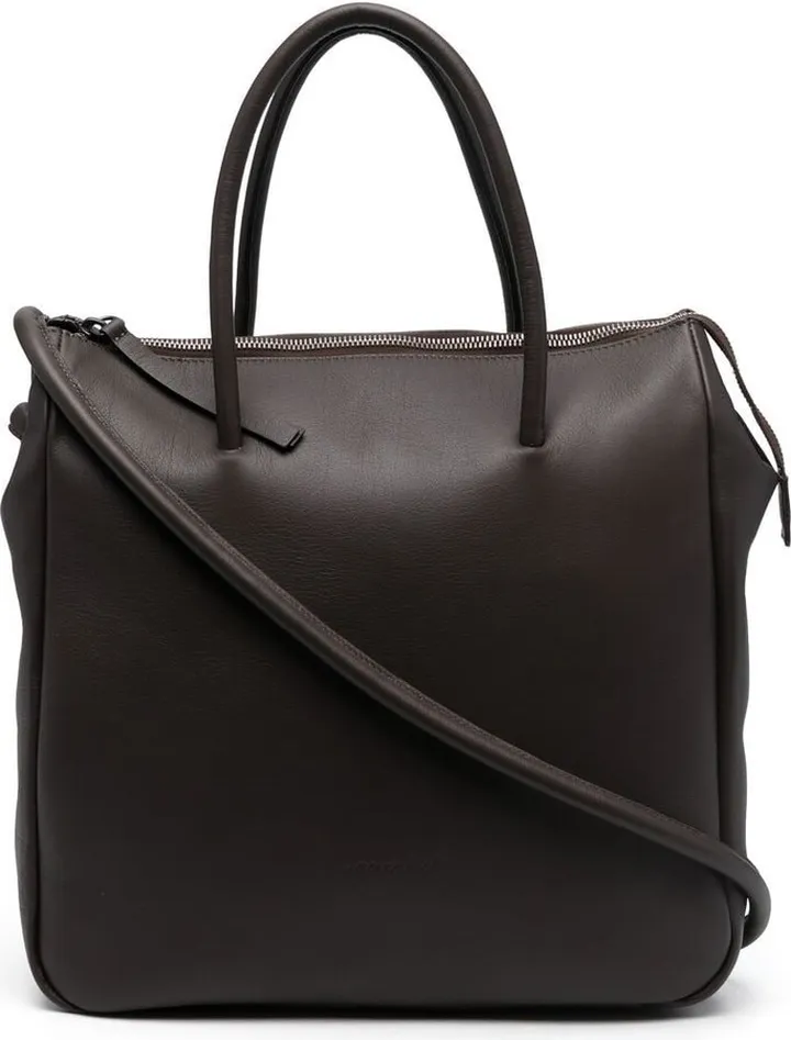 Debossed-Logo Leather Tote