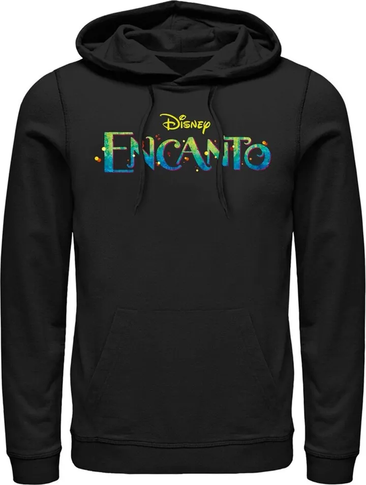 Men's Encanto Colorful Logo Pull Over Hoodie - Black - Medium