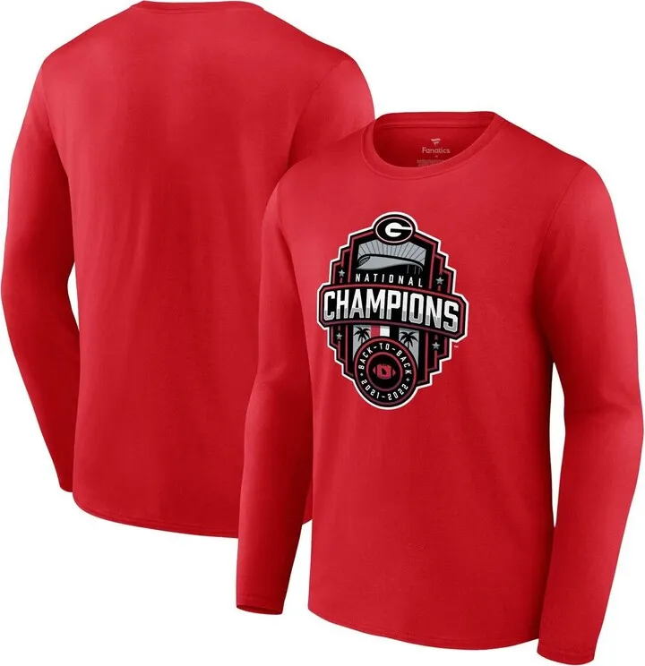 Men's Fanatics Branded Red Georgia Bulldogs College Football Playoff 2022 National Champions Official Logo Long Sleeve T-shirt