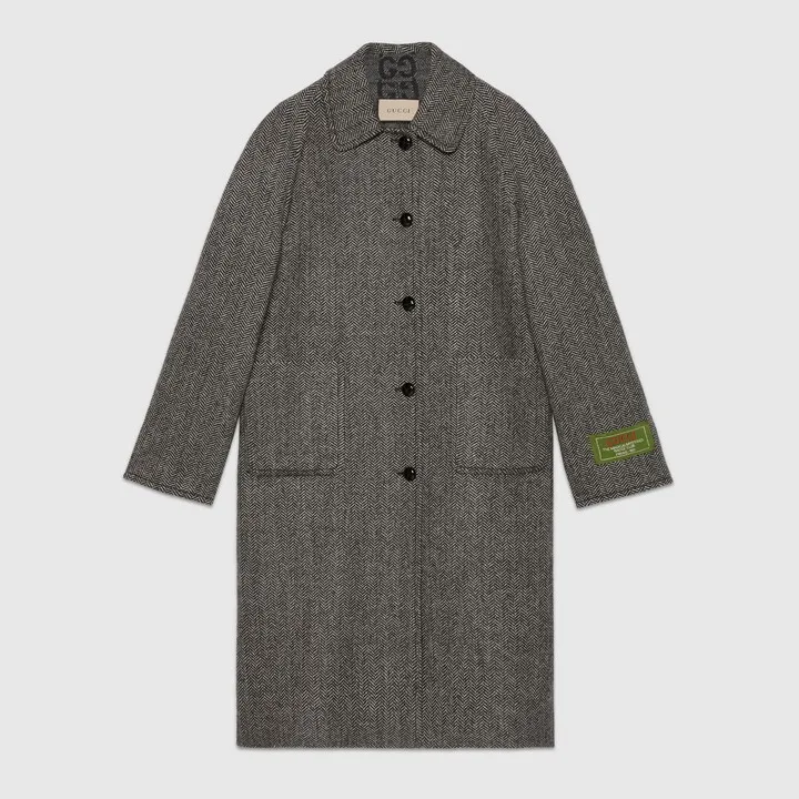 Reversible chevron GG wool coat