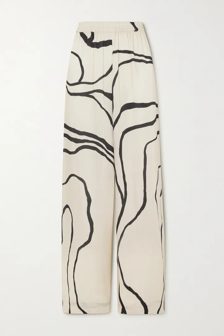 Bouguessa - Petra Printed Satin-twill Straight-leg Pants - White