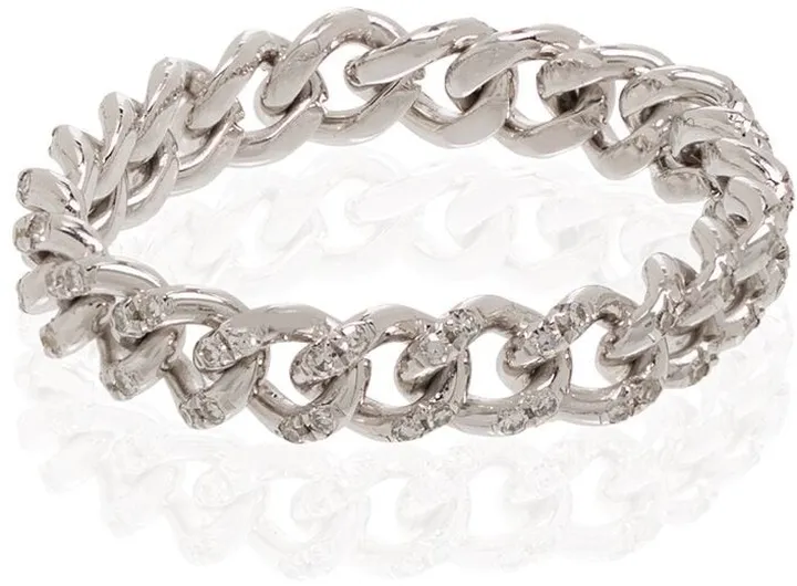 18kt White Gold Diamond Chain-Link Ring