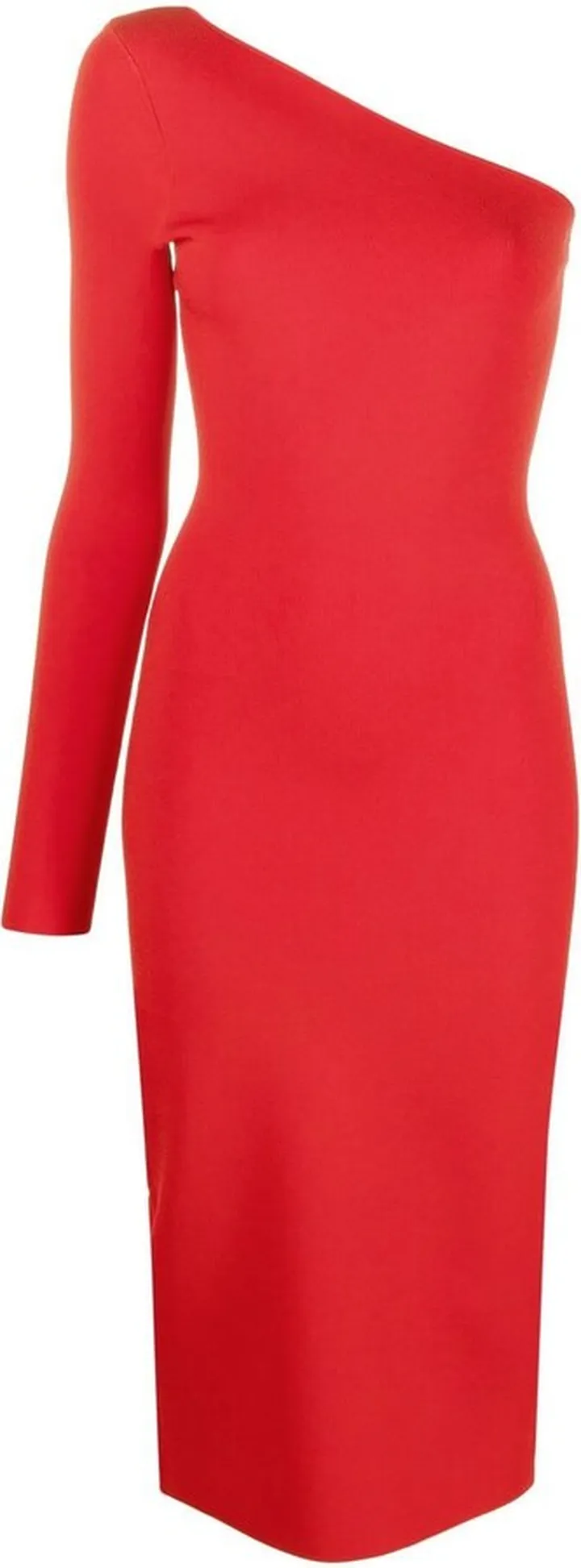 Ribbed-Detail One-Shoulder Dress