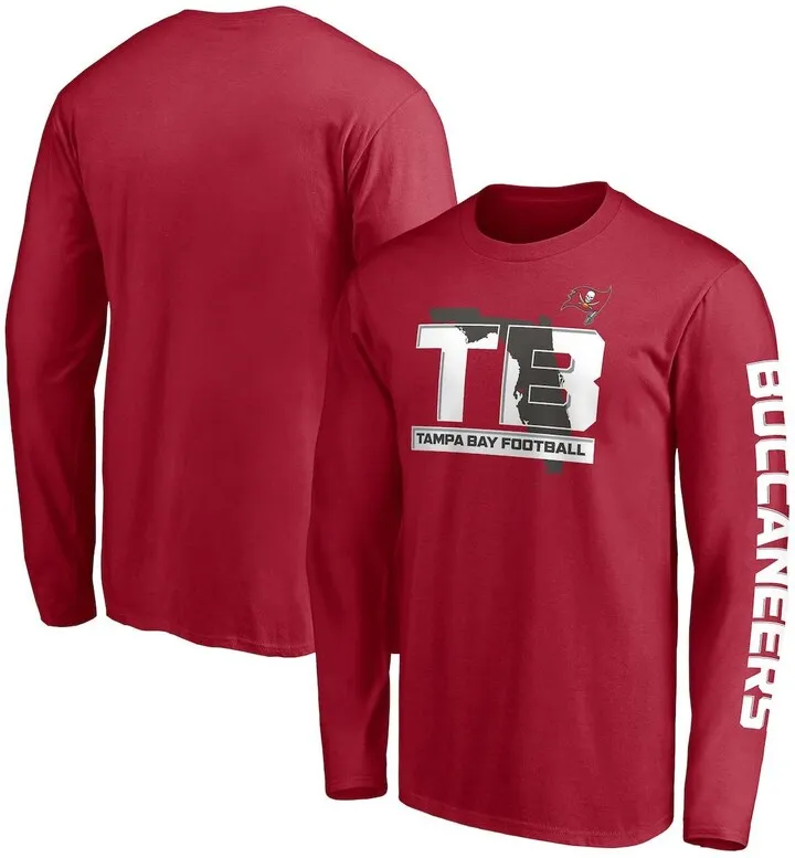 Men's Fanatics Red Tampa Bay Buccaneers Hometown Collection Facemask Long Sleeve T-shirt
