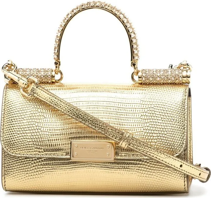 Metallic Croc-Effect Crossbody Bag