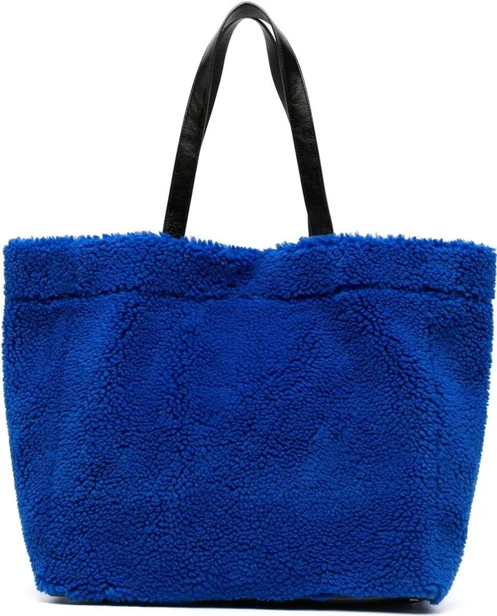 Faux-Shearling Design Tote Bag