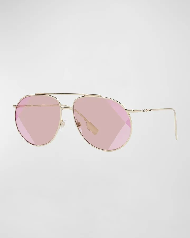 Striped Steel Aviator Sunglasses