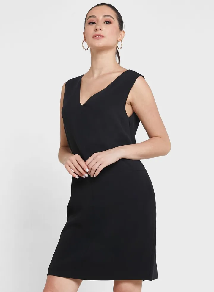V-Neck Knitted Dress