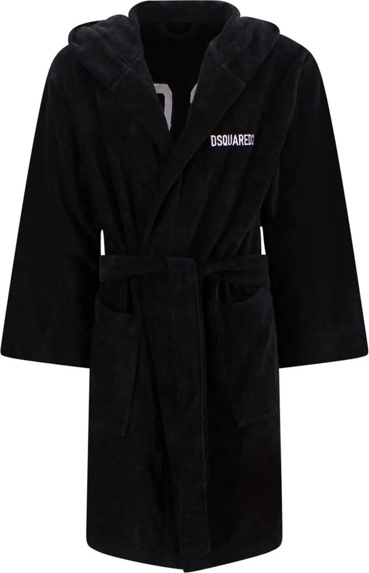 Cotton bathrobe with iconic embroidery on the back