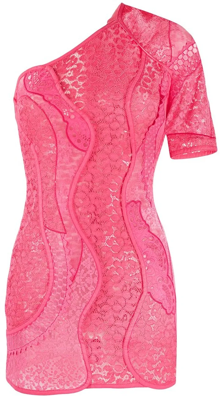 One Shoulder Lace Mini Dress
