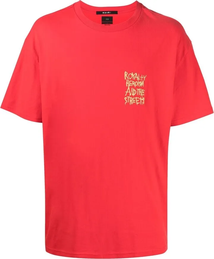 slogan-embroidered T-shirt