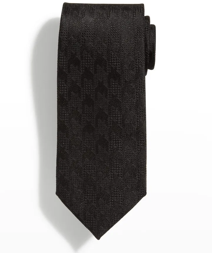 Men's Tonal Houndstooth Silk Tie