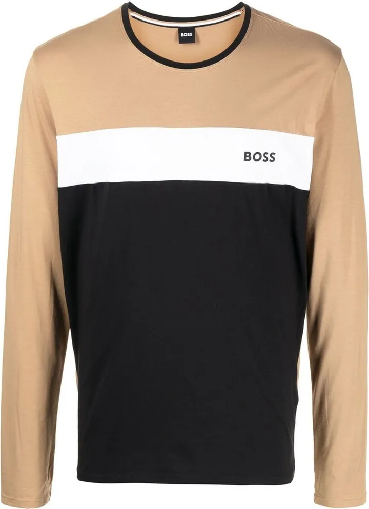 long-sleeve colour-block T-shirt
