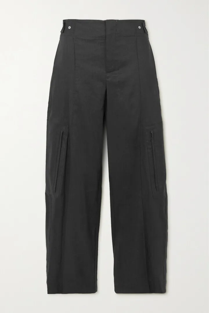 Vince - Pleated Linen-blend Straight-leg Cargo Pants - Black