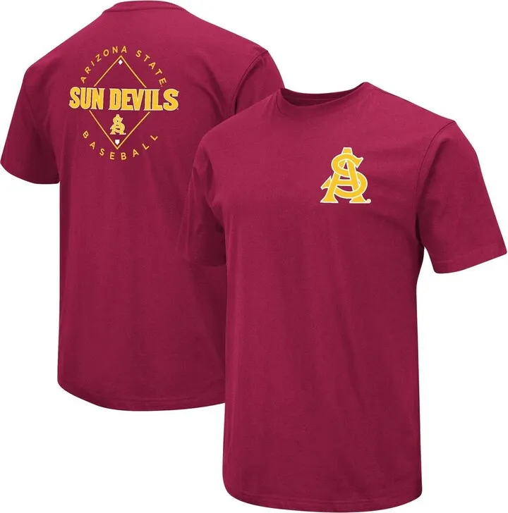 Men's Colosseum Maroon Arizona State Sun Devils Baseball On-Deck 2-Hit T-shirt