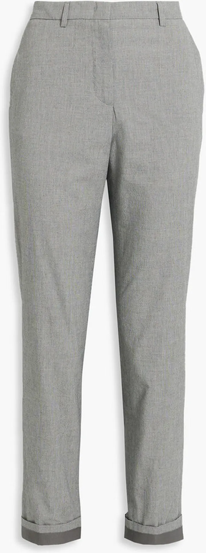 Cropped houndstooth cotton straight-leg pants