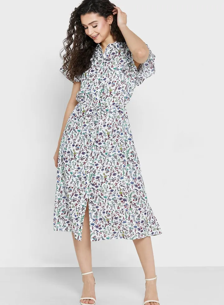 Tiered Ruffle Sleeve Dress