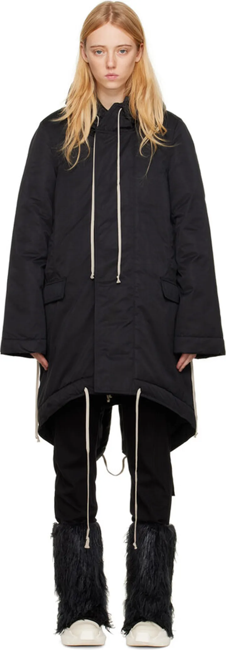 Rick Owens DRKSHDW Black Fishtail Coat