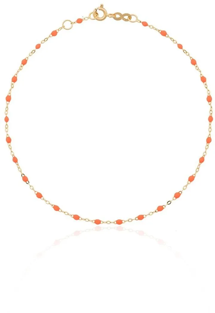 18kt Yellow Gold Beaded Charm Anklet