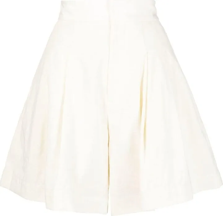 Pleated-Detail Jacquard Shorts