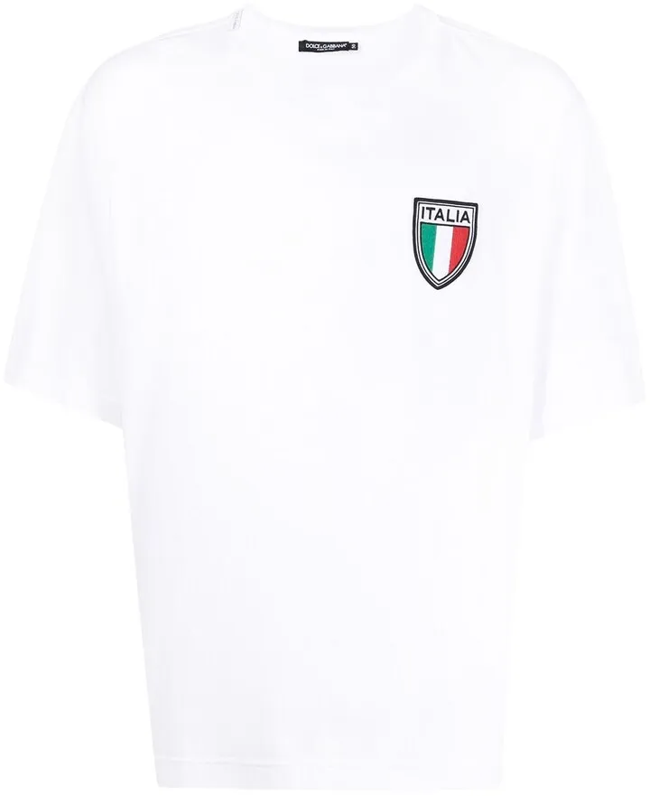 Italian flag-patch cotton T-shirt