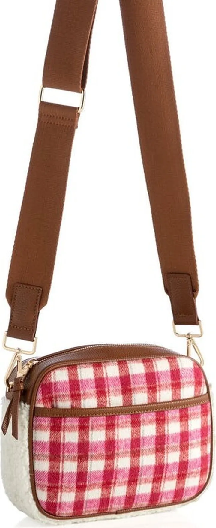 Shiraleah Plaid Mirabel Camera Cross-body Bag - Pink