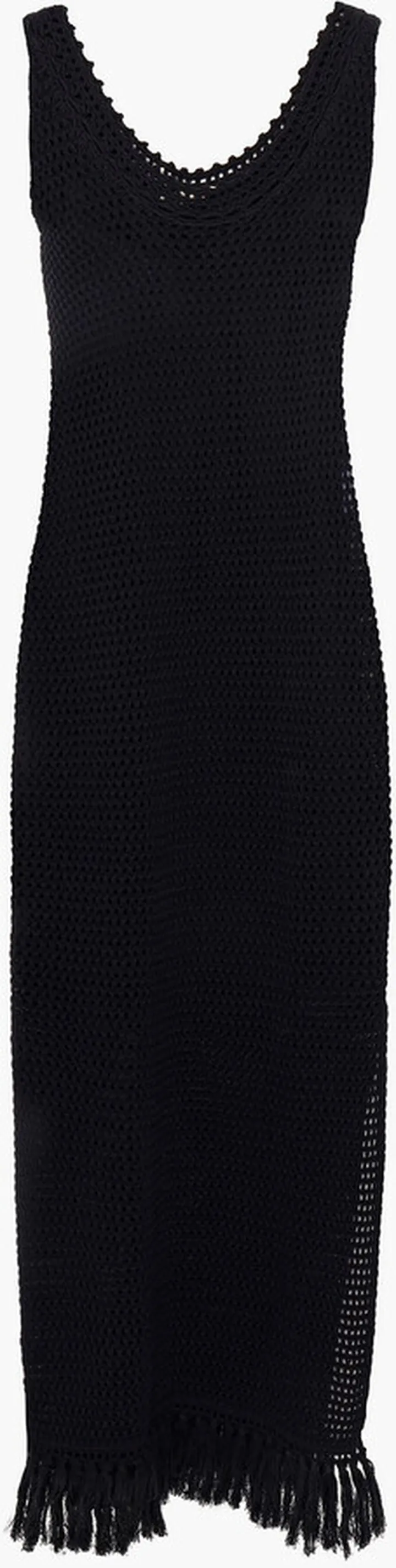 Crochet-knit cotton and linen-blend midi dress