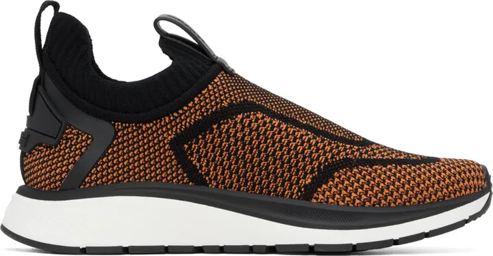 ZEGNA Black & Orange Slip-On Sneakers
