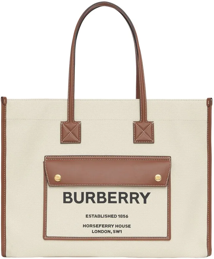 Medium Towner Horseferry Print Canvas & Leather Tote