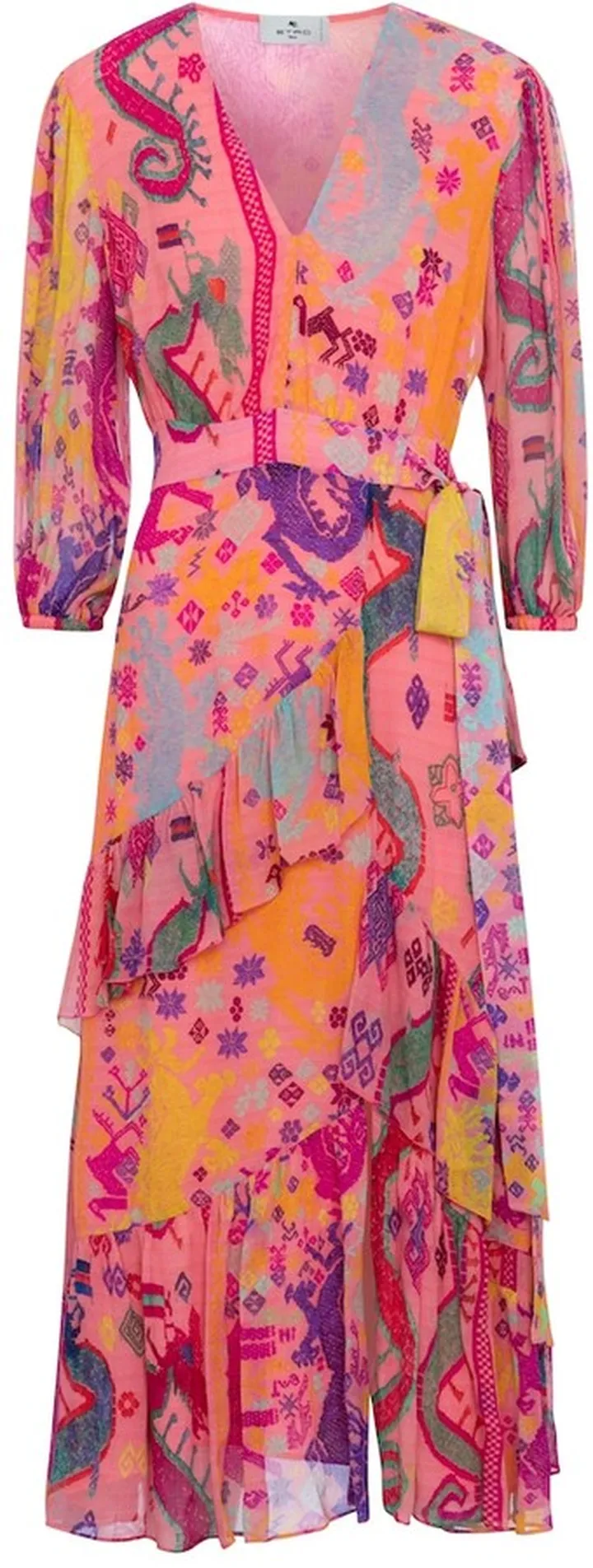 Printed silk midi dress