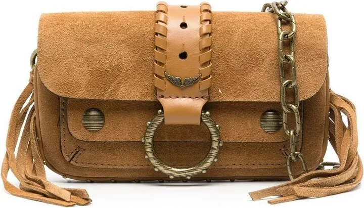 Fringe-Detail Suede Shoulder Bag
