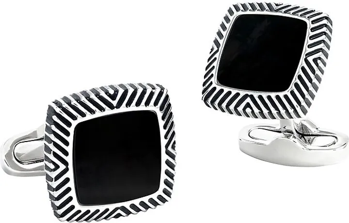 Black Onyx Square Brass Cufflinks