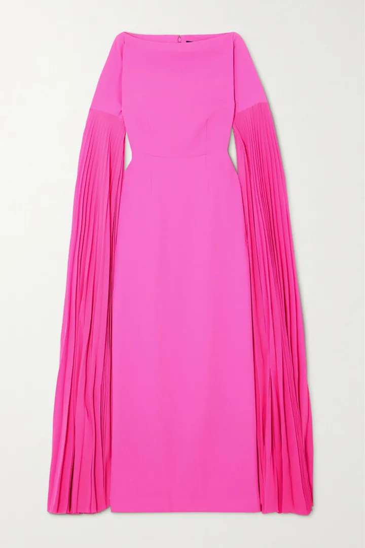 Solace London - Grace Crepe And Pleated Chiffon Gown - Pink