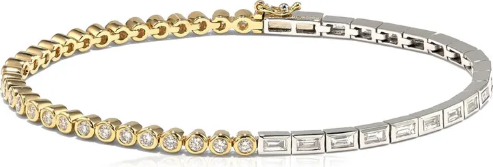 Women's 18K White and Yellow Gold Diamond Riviere Bracelet