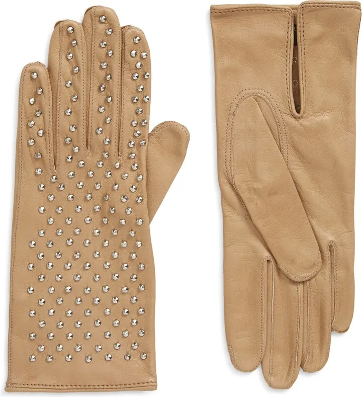Kelly Studded Leather Gloves