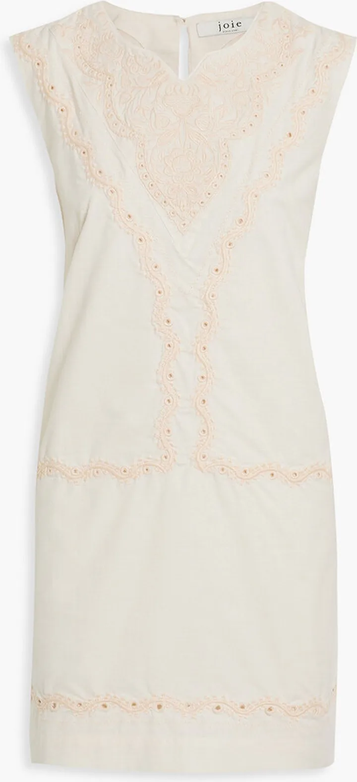 Modarie broderie anglaise-trimmed linen and cotton-blend mini dress