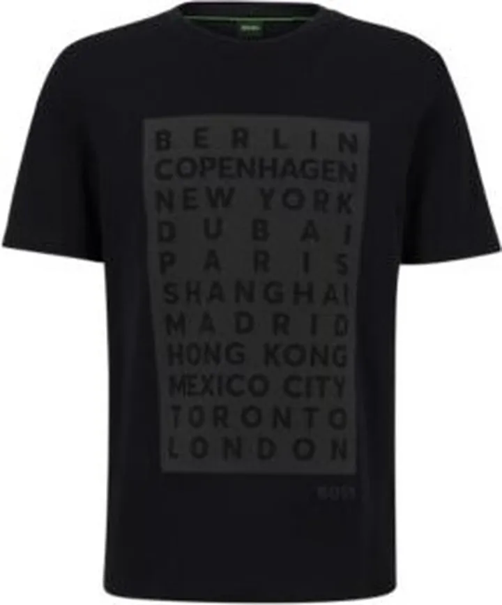 Cotton-jersey T-shirt with city artwork and rhinestone logo