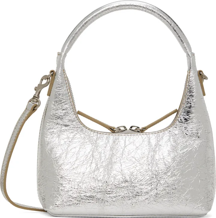 Marge Sherwood Silver Mini Crinkle Shoulder Bag