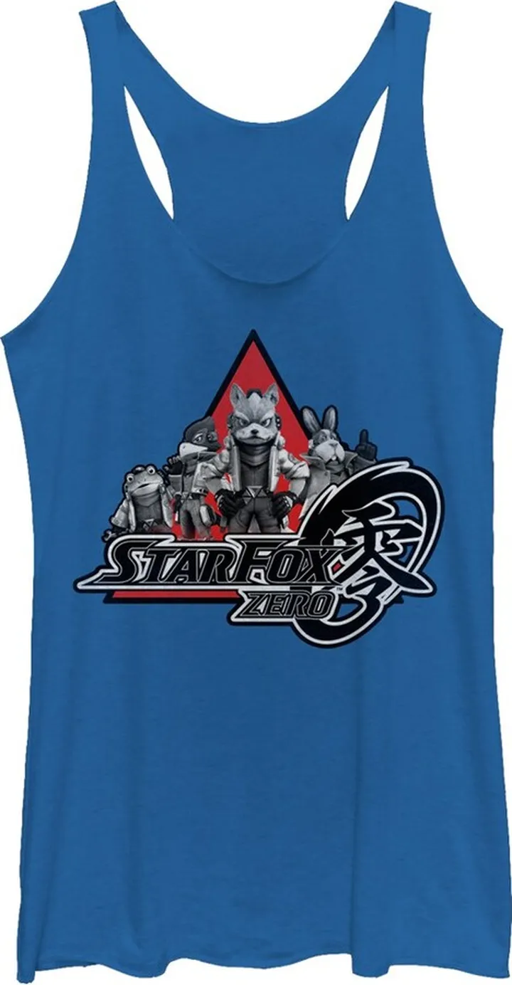 Women's Nintendo Star Fox Zero Logo Characters Racerback Tank Top - Royal Blue Heather - Medium