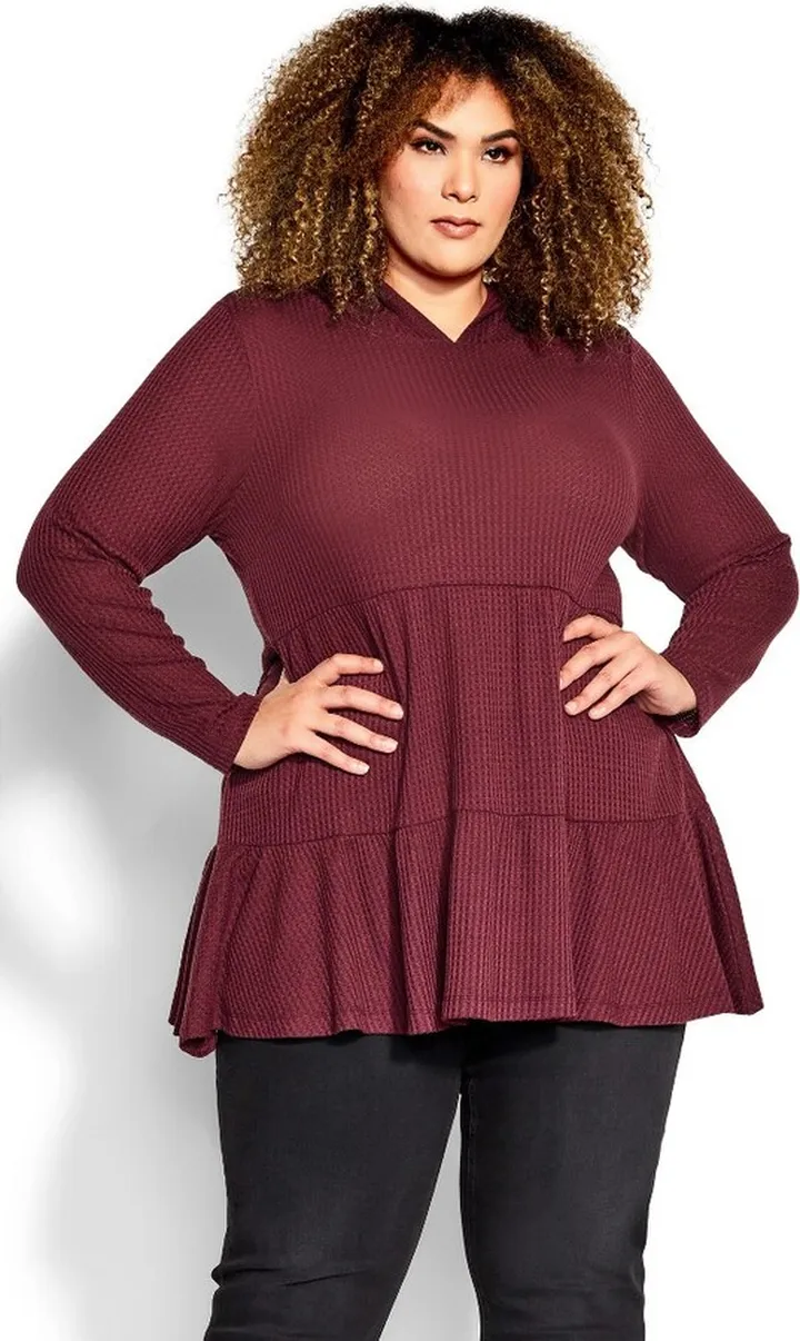 AVENUE | Women's Plus Size Nola Waffle Tunic - purple - 18W