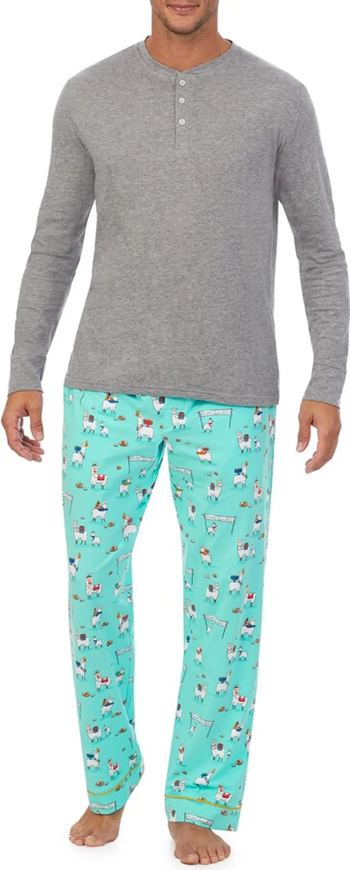 Holiday Print Organic Cotton Henley Pajamas