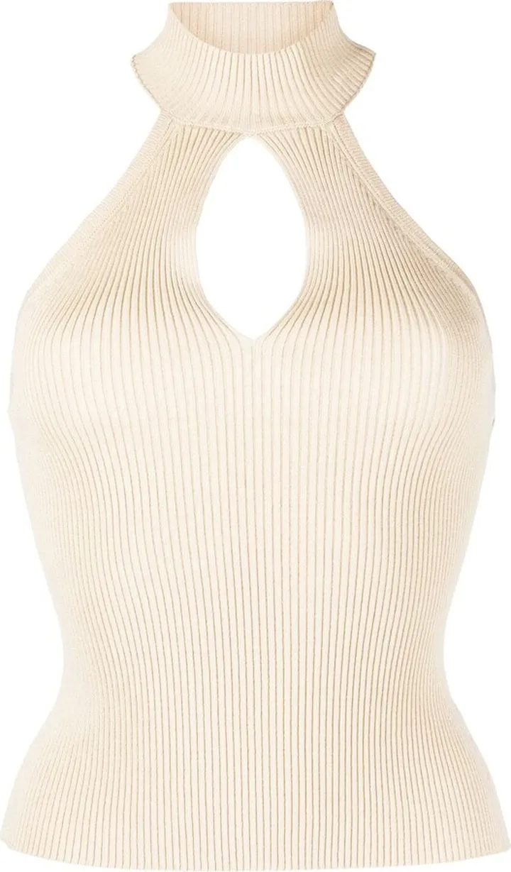 Halterneck Ribbed Knit Top