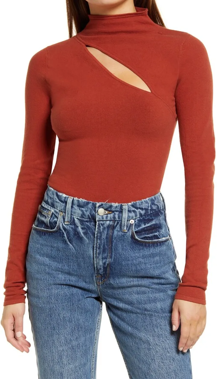 Slit Neck Sweater Bodysuit