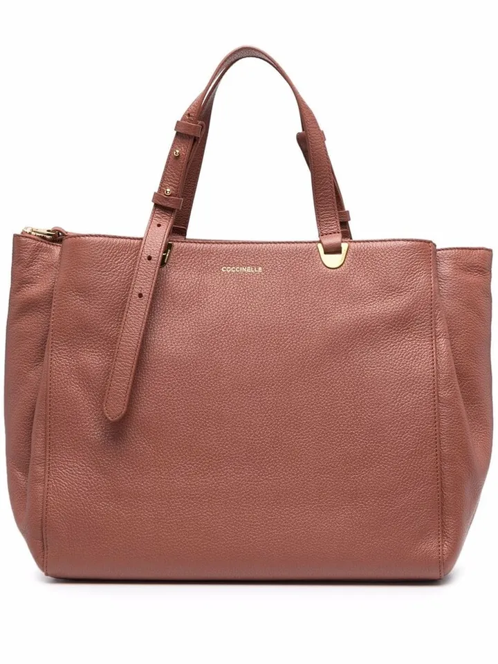 Logo-Lettering Leather Tote Bag