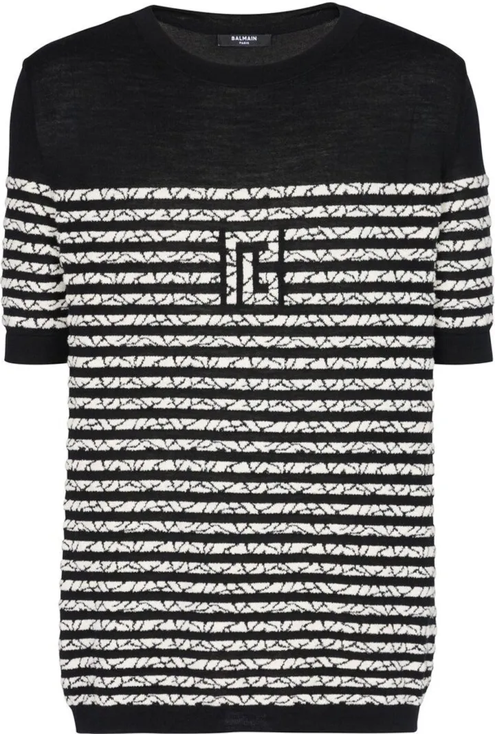 Black Towelling Stripe T-Shirt