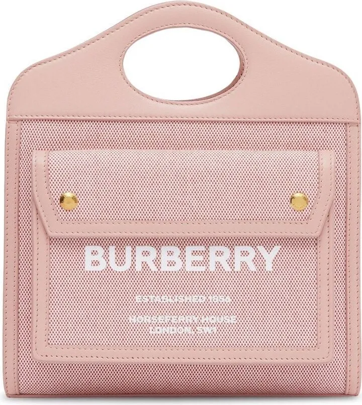 Canvas Leather-Trim Pocket Bag