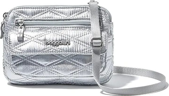 Baggallini Modern Everywhere Mini (Silver Metallic Quilt) Cross Body Handbags